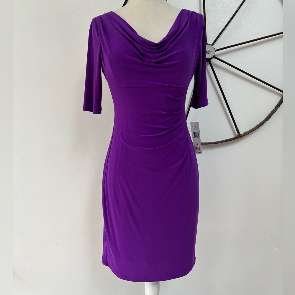 Lauren Ralph Lauren purple bodycon knee length dress 4p NWT